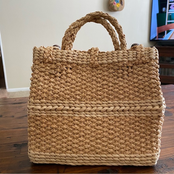 Women Wicker Handbag Bag  Beach Straw Woven Summer Rattan Basket Bag Boho - Picture 11 of 14